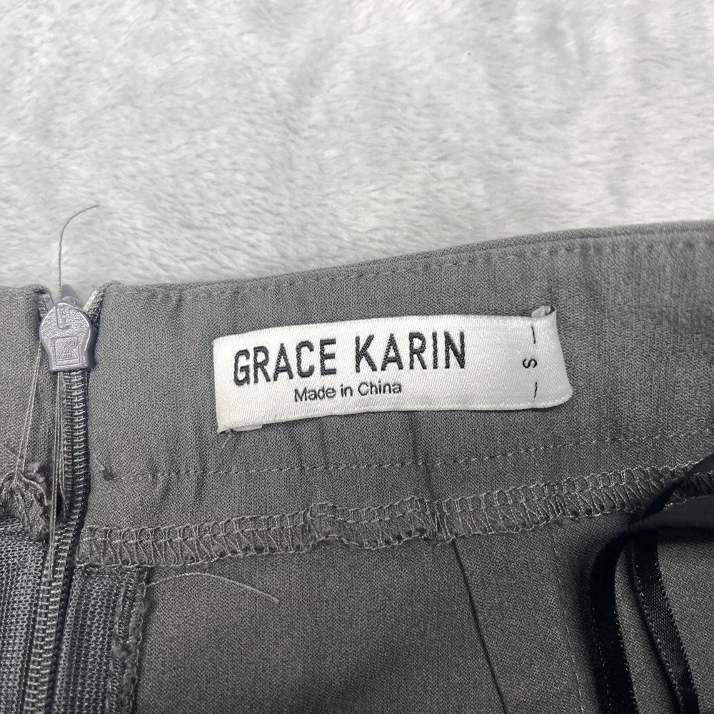 Grace Karin Straight & Pencil Skirt Womens Small Gray Wrap Front Vented Back Zip